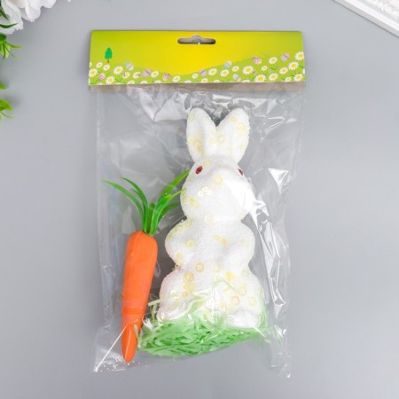 Decor "Rabbit in sprinkling with carrots and grass" set of 15 cm-3