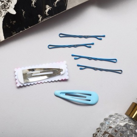 Invisible hair "Marlene" (set 10 pcs) 5 cm, blue-2