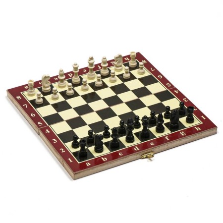 Chess table, 29 x 29 cm, woodboard, plastic figures-1