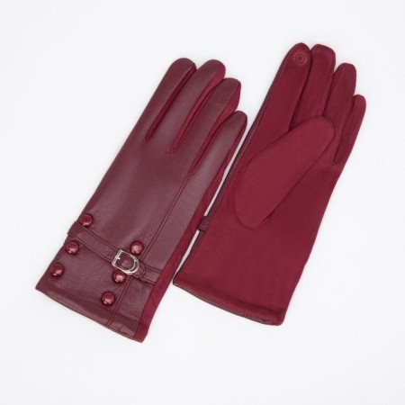 Gloves are female, dimensionless, without insulation, burgundy color