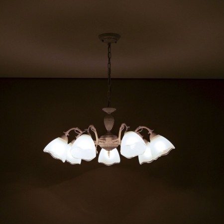 Suspended chandelier Citilux "Latur" CL413270, 46x33 cm, 7x75W, E27, white color-5
