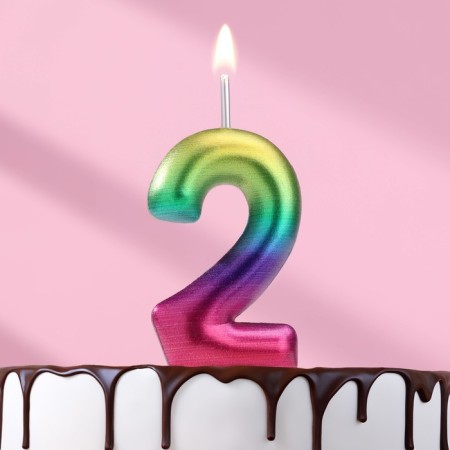 Candle in the cake "Watercolor", number 2, 5.5 cm