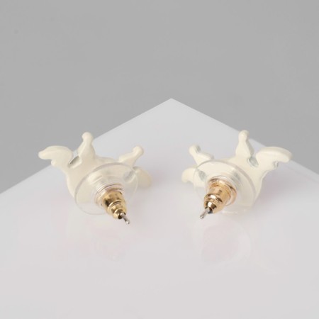 Earms with enamel "Monster" with wings, white-pink color-1