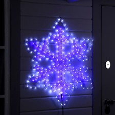 Светодиодная фигура «Снежинка», 90 см, дюралайт, 280 LED, 220 В, мигание, свечение белое/синее
