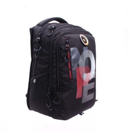 Youth backpack 42 x 31 x 22 cm, ergonomic back, laptop compartment, Grizzly 338, black/red RU-338-4_3
