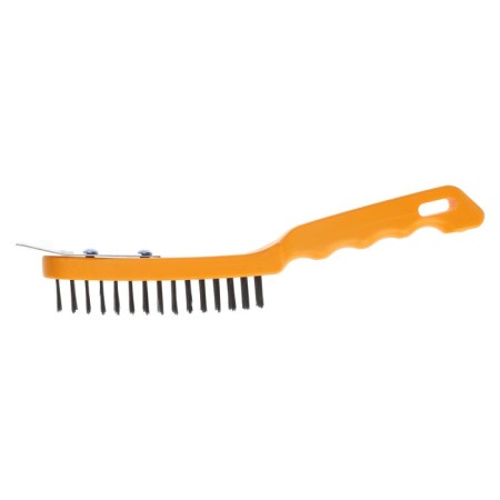 Metallic manual tundra brush, with a spatula, plastic handle, 4-row-4