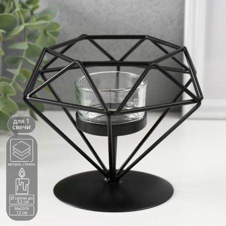 Climber metal, glass "Diamond" black 13.5x14x12 cm