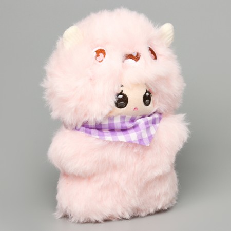 Soft toy "Doll" in a costume suit, 22 cm, pink color-2