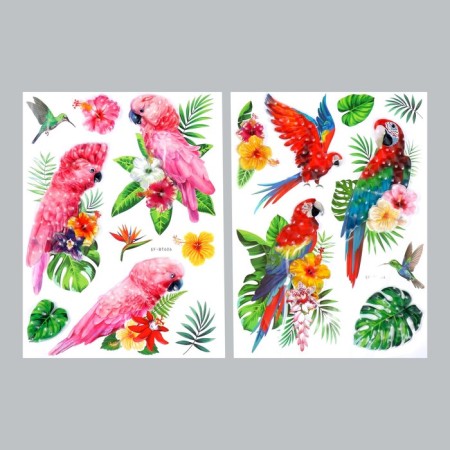 Plastic sticker multi -layer "tropical birds" mix 50x30 cm