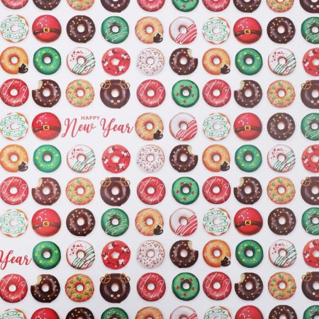 Glossy packaging paper "New Year donuts", 70 x 100 cm, New Year-1