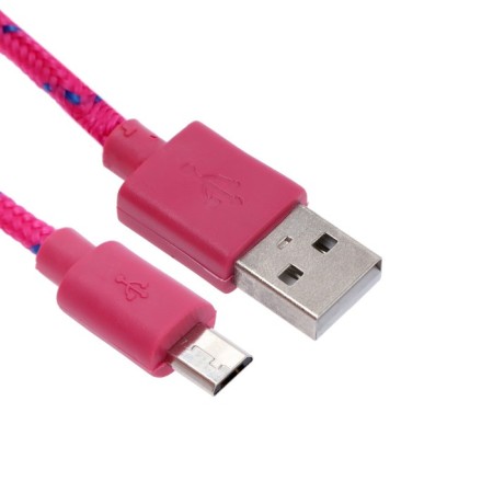 Oxion DCC288, MicroUSB - USB, charging + data transfer, 1 m, braid, pink