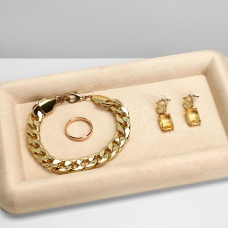 Steam for jewelry universal without plush inserts, phlock, 12 × 20 × 1.8 cm, beige color-1