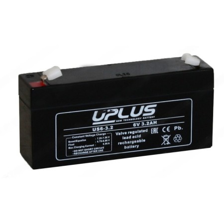 The battery Uplus (Lech) 3.2 Ah, 6 V, US 6-3.2, reverse polarity