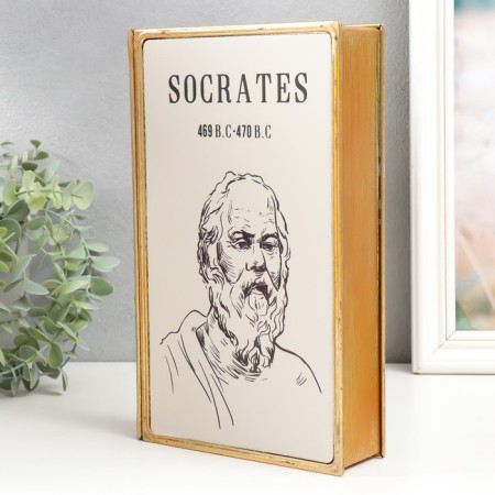 Broke-book metal, glass "Socrates" 26x16x5 cm-1