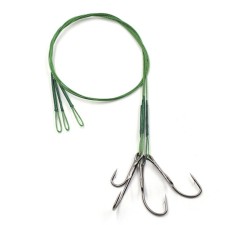 The leash of the steel Namazu Leader 1x7 Coated Green, D = 0.42 mm, l = 30 cm, with a lively hook