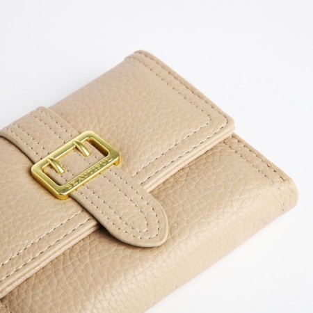 Women's wallet on the button, beige color-2