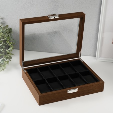 Casket Wood for the clock 10 "Oak" departments with silver stroke 23x29.5x5.8 cm-1