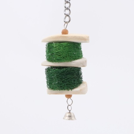 A toy with a carapace of karakatitsa, lufu and bell, 20 x 5 cm, green