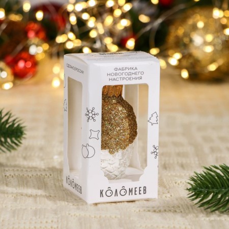 Christmas tree decoration "bump in the snow", transparent series, gold, in gift packaging, H-8cm-1