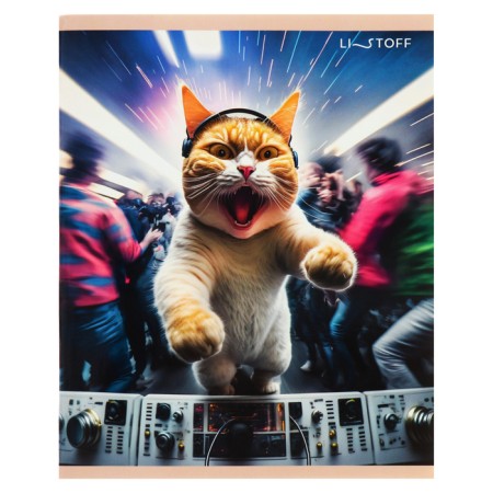 Notebook of 48 sheets in a cage, "fluffy DJ", cover coated cardboard, glossy lamination, block 60 g/m2, mix-5