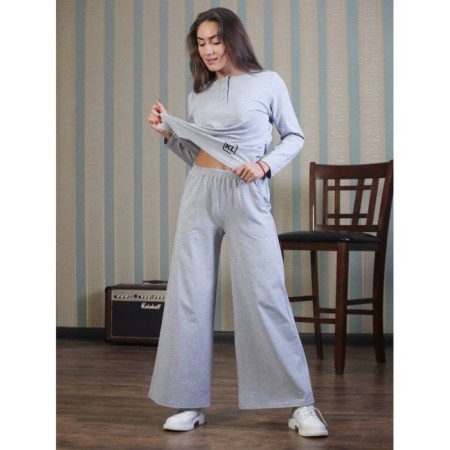 Trouser suit, size 52, color gray melange-2