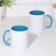 Ceramic sublimation mug with a logo, white color, volume 320 ml, blue bottom