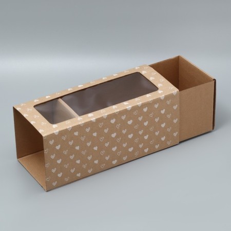 Gift Folding Box with PVC, packaging, “hearts”, 16 x 35 x 12 cm-3