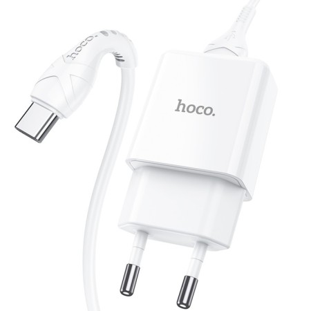 Network charger Hoco N9, USB - 2.1 A, Type -C 1 m cable, white-3