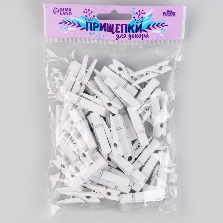 A set of clothespins for decor 50 pcs., White - 3.5 cm-3