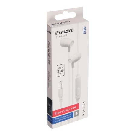 EXPLOYD EX-HP-1471 headphones, vacuum, microphone, wired, 108 dB, 1.2 m, 3.5 mm, white-1