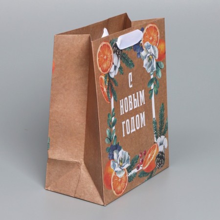 Craft vertical "Happiness" package, MS 18 x 23 x 10 cm, New Year-1