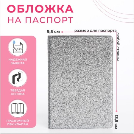 Cover for passport, silver color