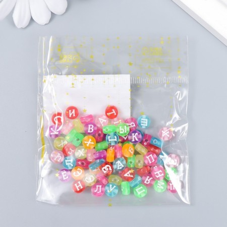Beads for creativity plastic "Russian letters" transparent-color, circle set 10 grams 0.7x0.7 cm-3