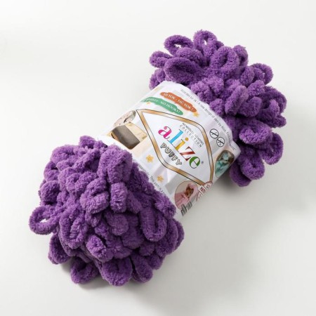Yarn "Puffy" 100 % micropoliester 9m/100g (437 lilac)-1