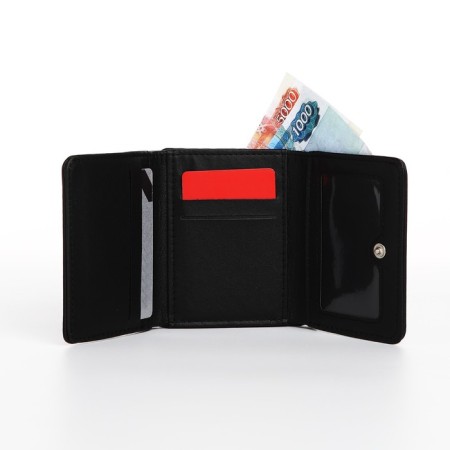 Women's wallet on the button, black color-5