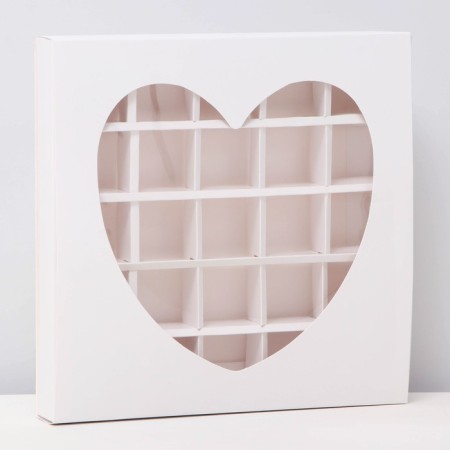 Box for sweets 25 pcs, 22 x 22 x 3.5 cm, white