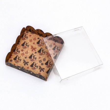 Bearbox, confectionery packaging, "Christmas Night", 12 x 12 x 3 cm, New Year-2