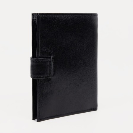 Male purse on a button, for bills, for cards, for coins, black color-1