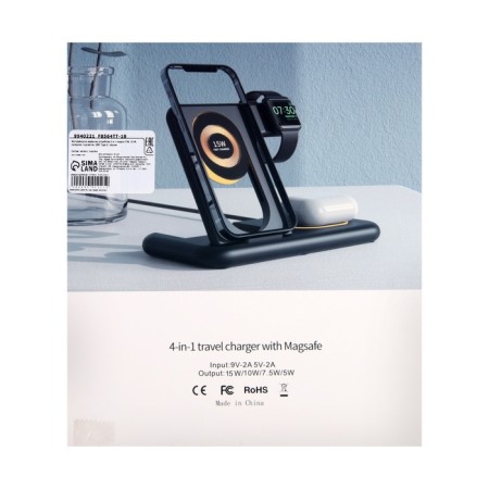 Wireless charger 3 in 1 Y36, 15 W, folding, backlight, USB, Type-C, black-12