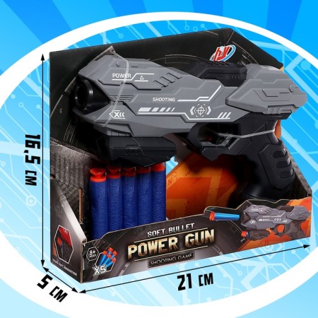 Power Gun blaster, shoots soft bullets, mix color-8