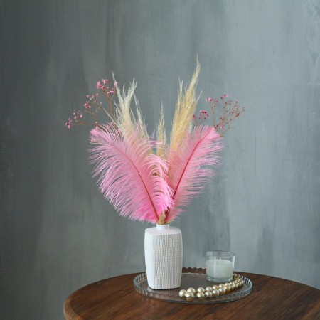Feather for decor, size: 25-30 cm, pink color-2