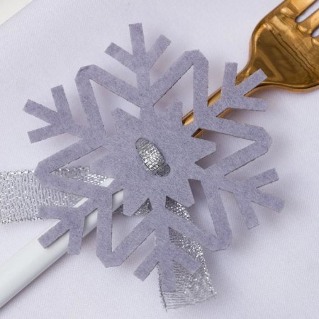 A set for the decor of the dining rooms "Snowflake", 4 pcs, gray 7x8 cm 100% p/e, felt-1