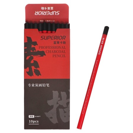 Coal pencil black, s-soft, red body