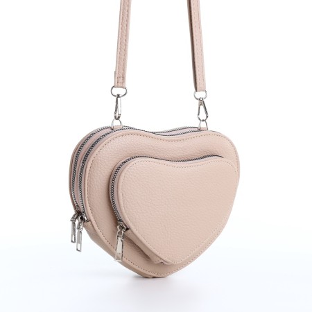 Bag Women's Cross-Bodi with a zipper, beige color-3