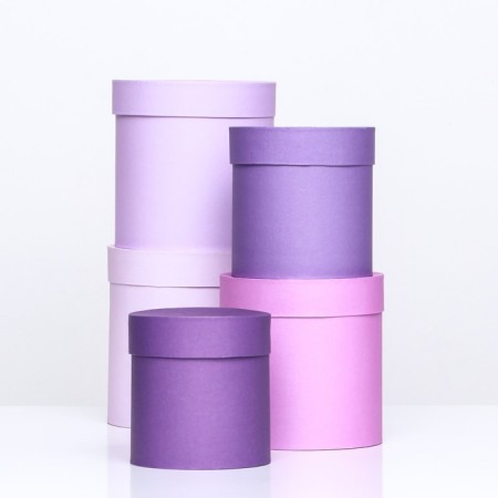 Set of round boxes 5 in 1 "lavender" 20 x 20 - 15 x 15 x 15 cm