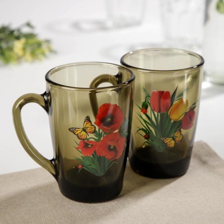 Glass mug "Bouquets", 300 ml, color mix-4