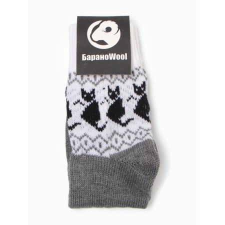 Women's woolen socks "cat", gray color, rr 25-27-2