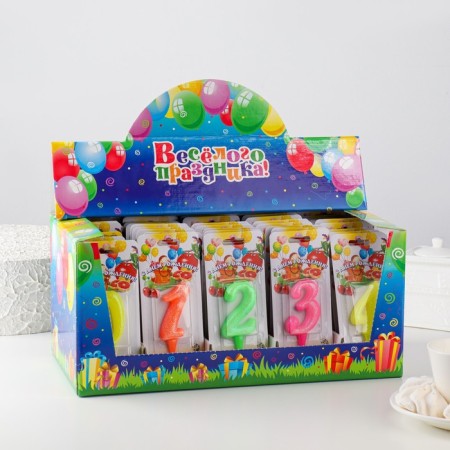 Show Box with candles for cake numbers "marmalade", 10.2 cm 50 pieces