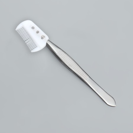 Pinzet straight, narrow, with a comb, 8.8 cm, in a case, color mix