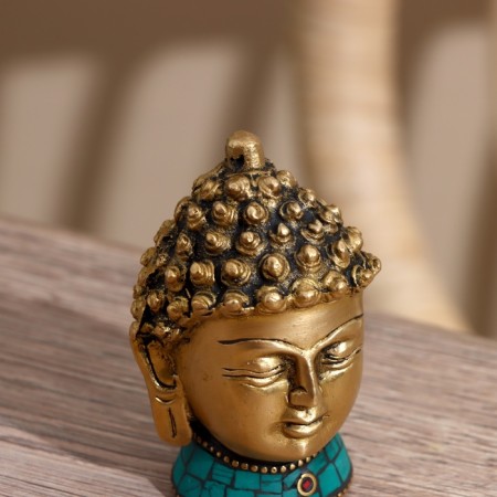 Souvenir "Buddha's head" Brass, stone 8 cm-1